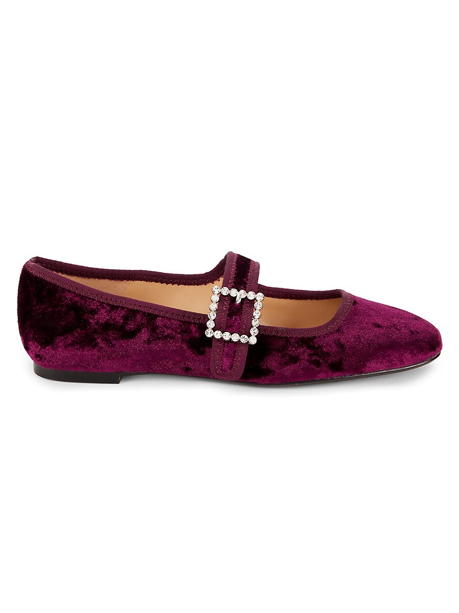 Saks Fifth Avenue Women's Ellie Velvet Mary Janes - Wine Velvet - Size 5