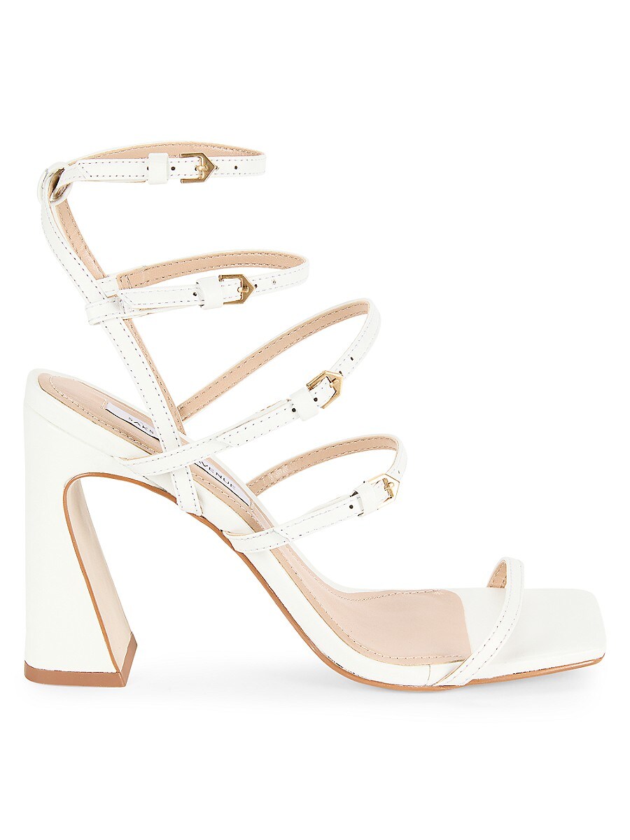 Saks Fifth Avenue Women's Leather Gladiator Block Heel Sandals - White - Size 7