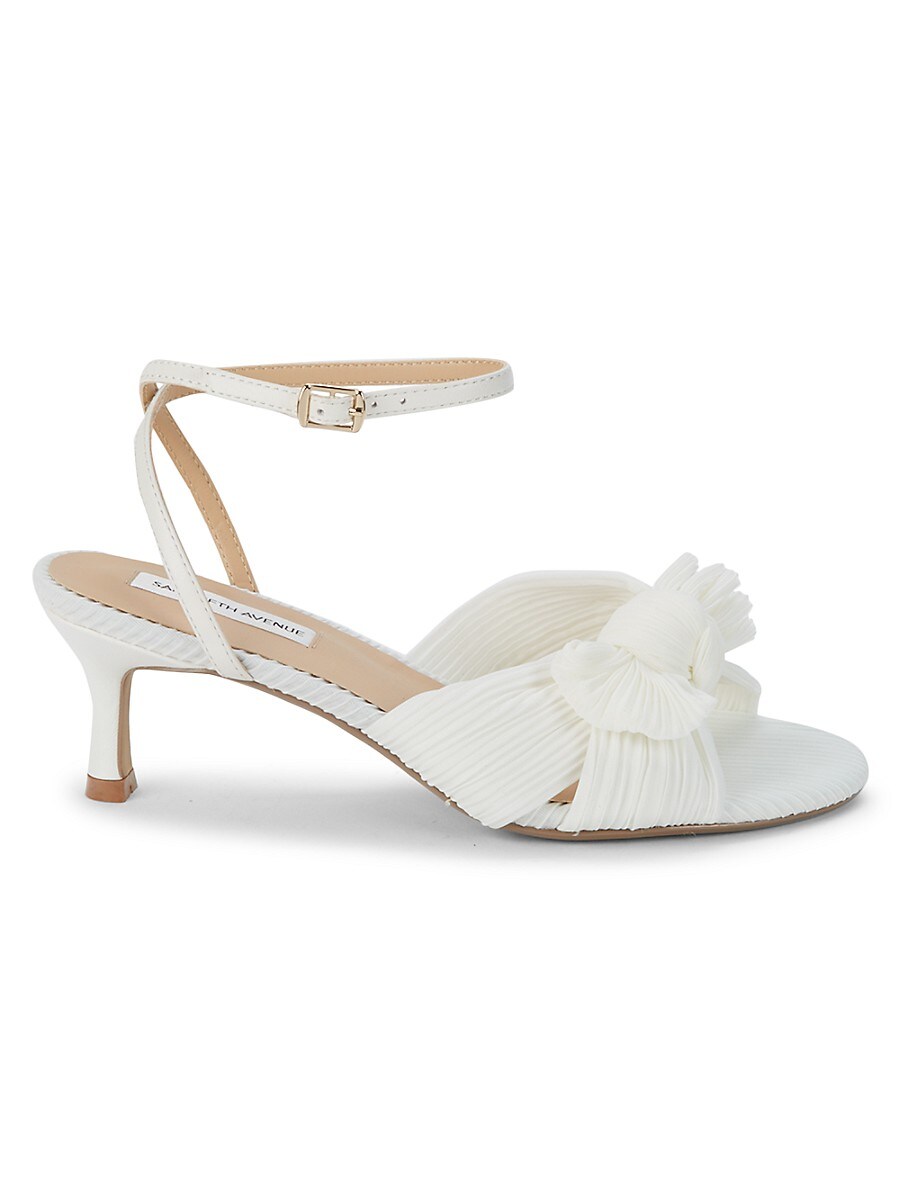 Saks Fifth Avenue Women's Sammy Pleated Kitten Heel Sandals - White - Size 5