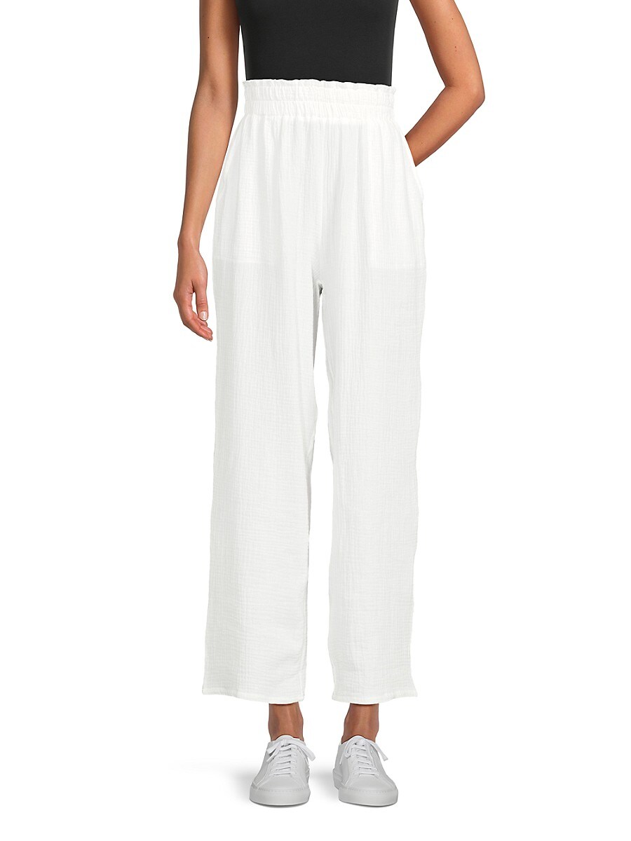 Saks Fifth Avenue Women's Solid Straight-Leg Pants - White - Size XS