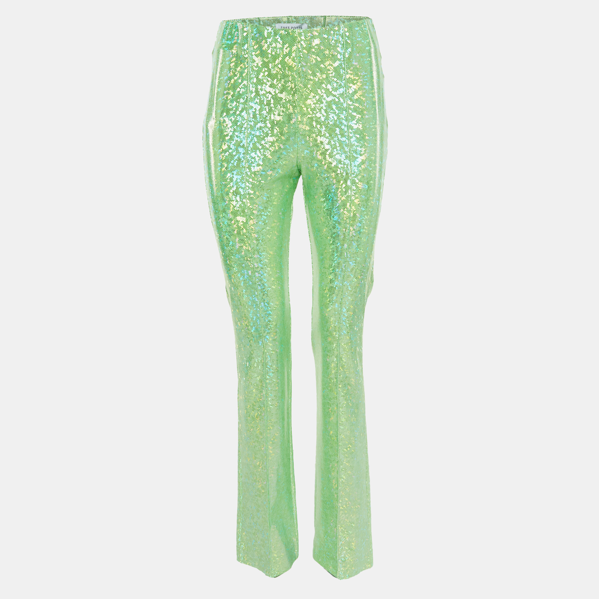 Saks Potts Poison Green Foil Print Jersey Leggings S