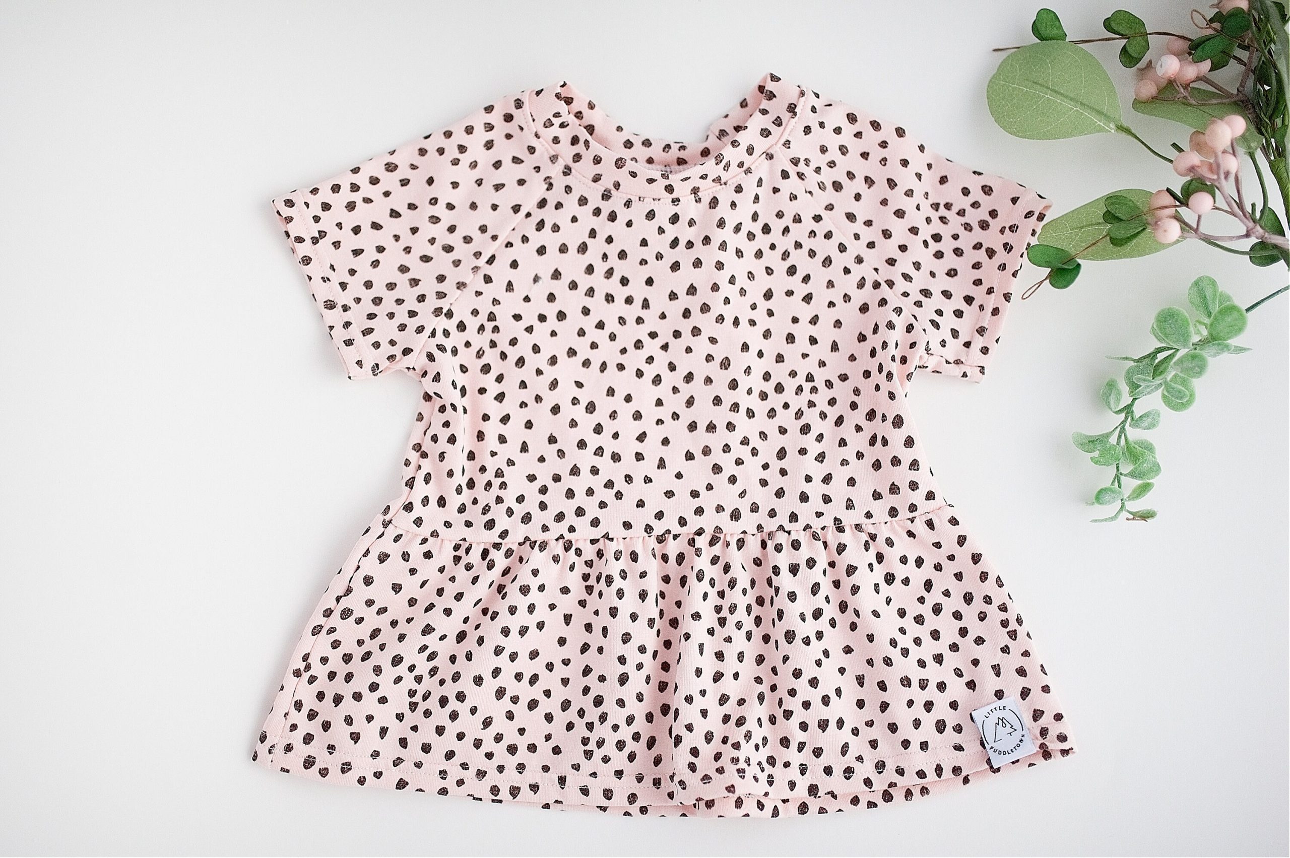 Sale Last One, 6-9 Month - Pink Spotted Print Baby & Toddler Peplum Top