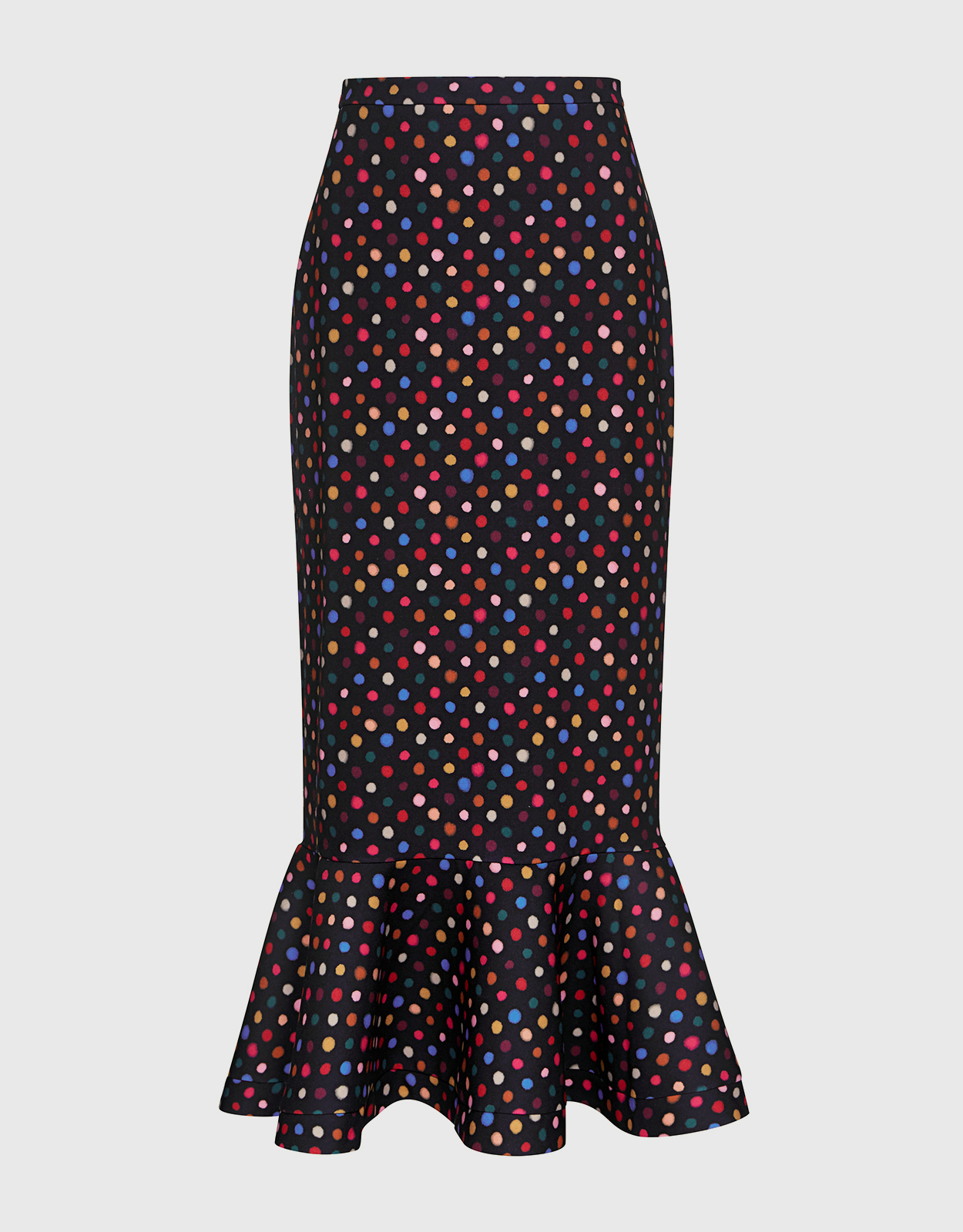 Saloni Portia Polka Dots Ruffle Midi Mermaid Skirt - 2