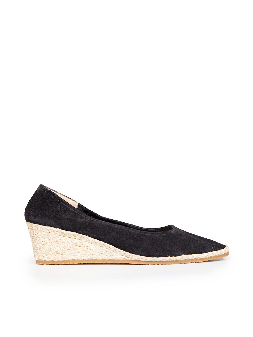 Salvatore Ferragamo Black Suede Espadrilles Wedges