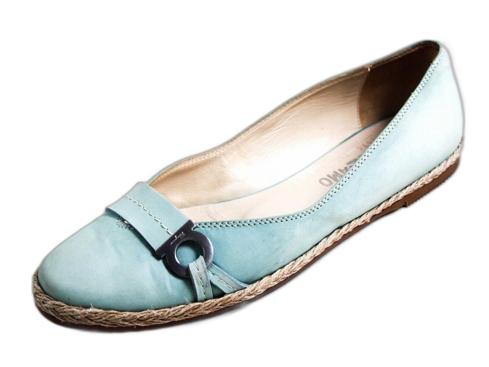 Salvatore Ferragamo Ferragamo Gancio Espadrilles Aqua Blue Suede Eu 38 Us 7.5 C Shoes in Green, Women's