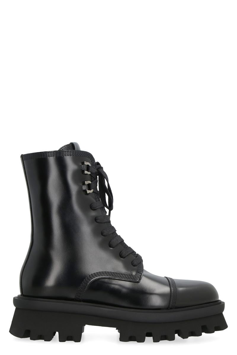 Salvatore Ferragamo Leather Combat Boots