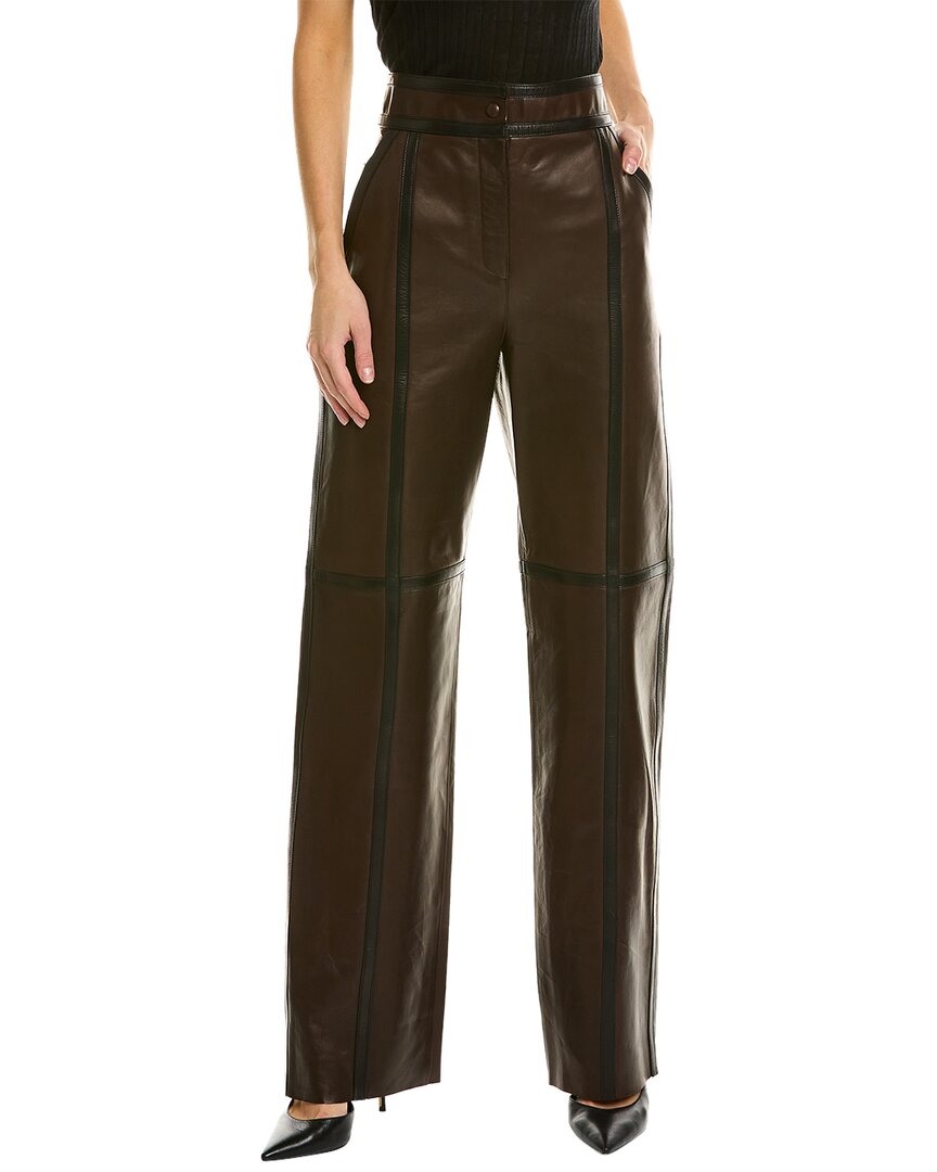 Salvatore Ferragamo womens Ferragamo Two-Tone Leather Pant, 38