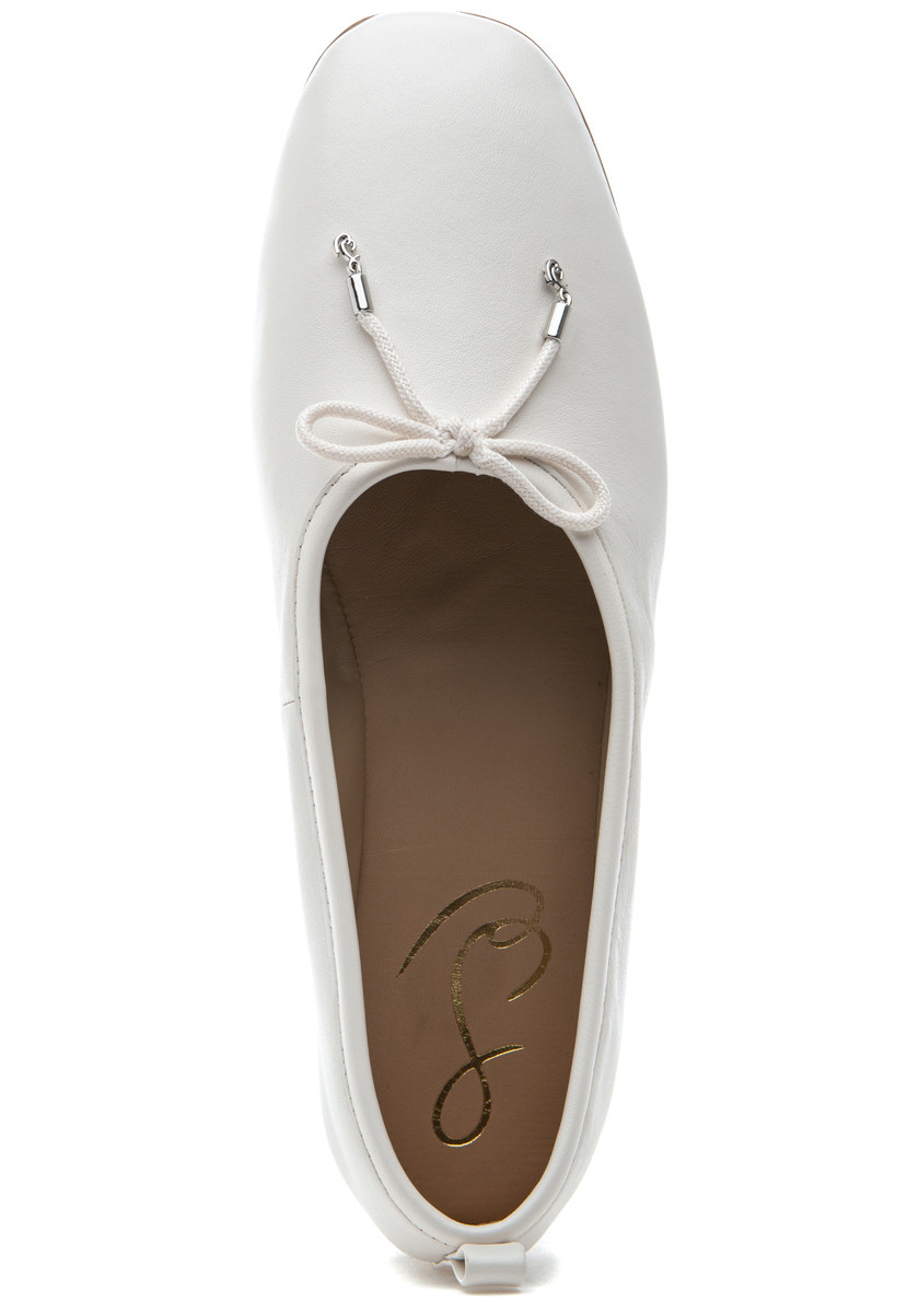 Sam Edelman Ari Ballet Flat Bright White Leather - White 8.5 Medium