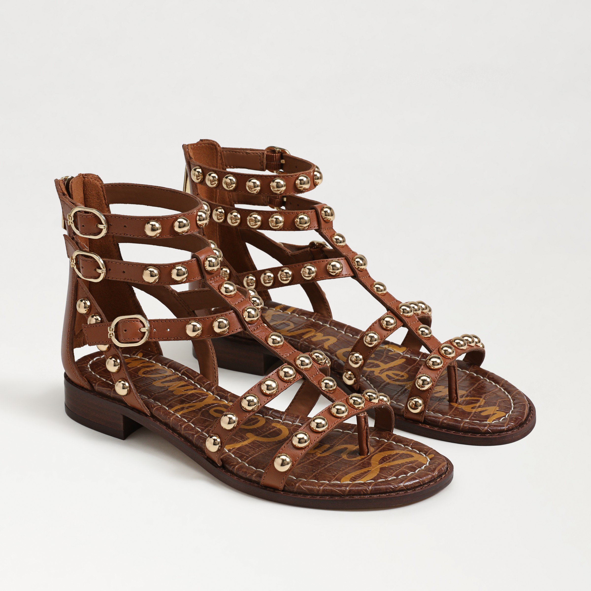 Sam Edelman Estella Studded Gladiator Sandal Rich Cognac Leather