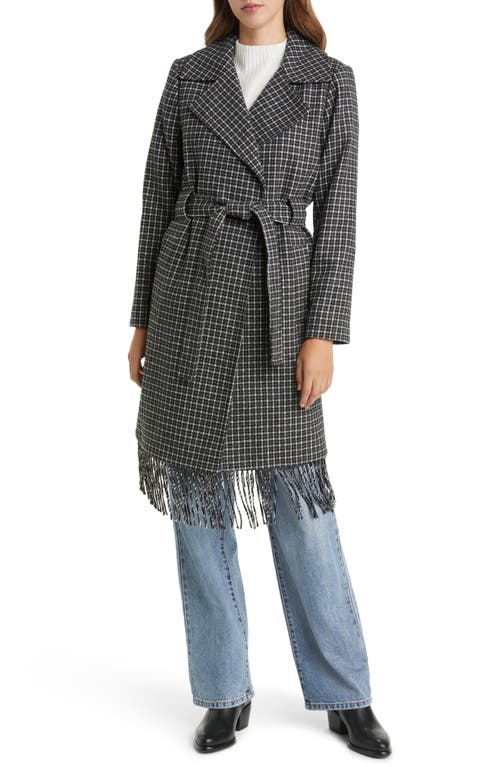 Sam Edelman Fringe Wrap Coat in Black/White Novelty at Nordstrom, Size 2