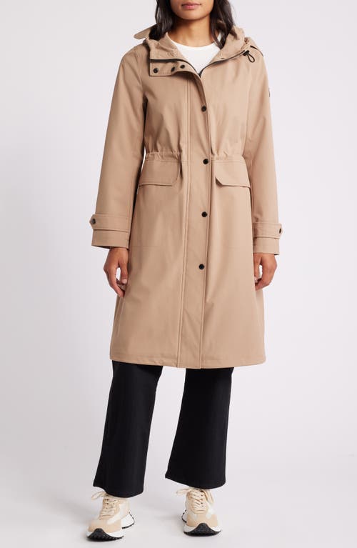 Sam Edelman Hooded Longline Coat in Camel at Nordstrom, Size X-Small