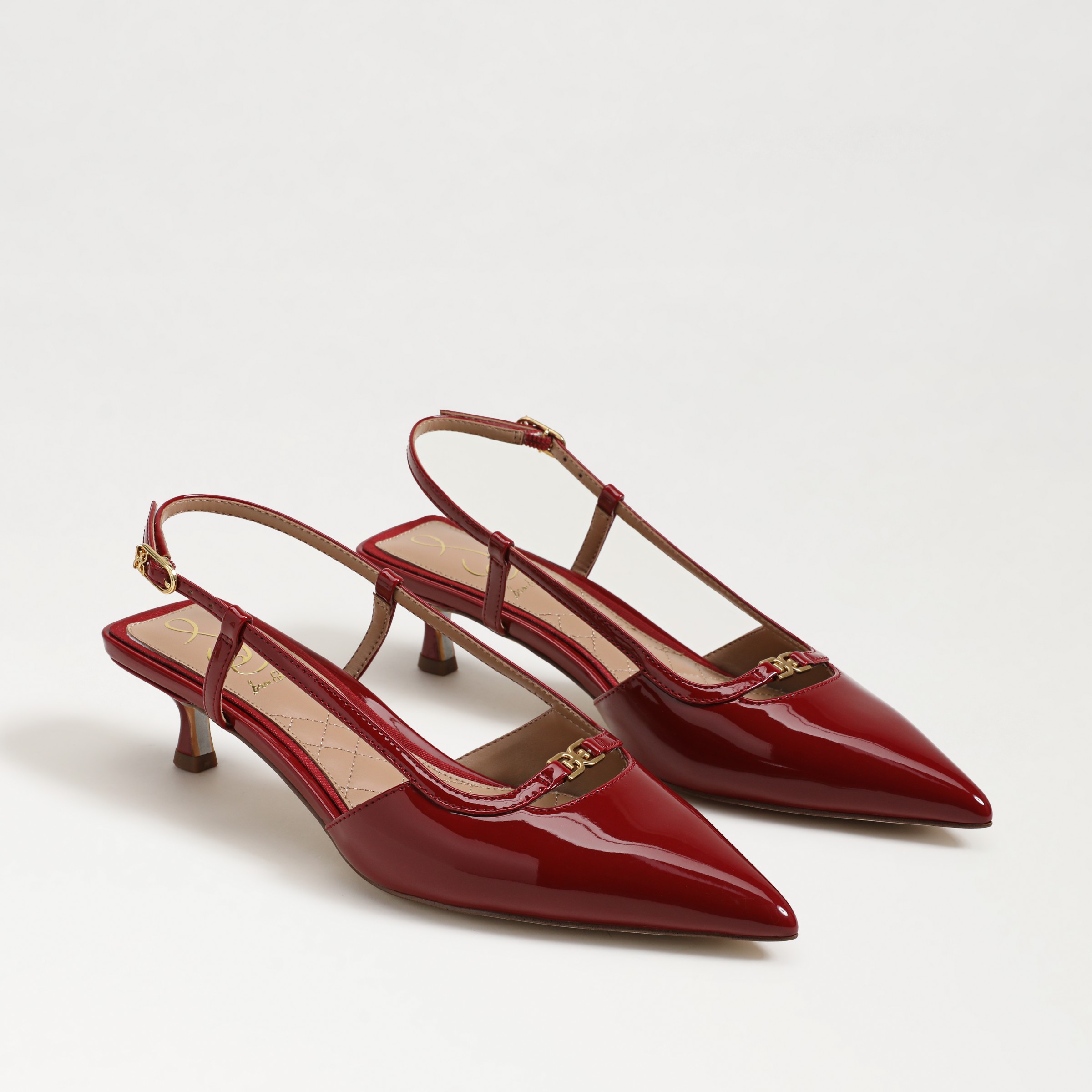 Sam Edelman Toni Slingback Kitten Heel Deep Scarlet Red Patent