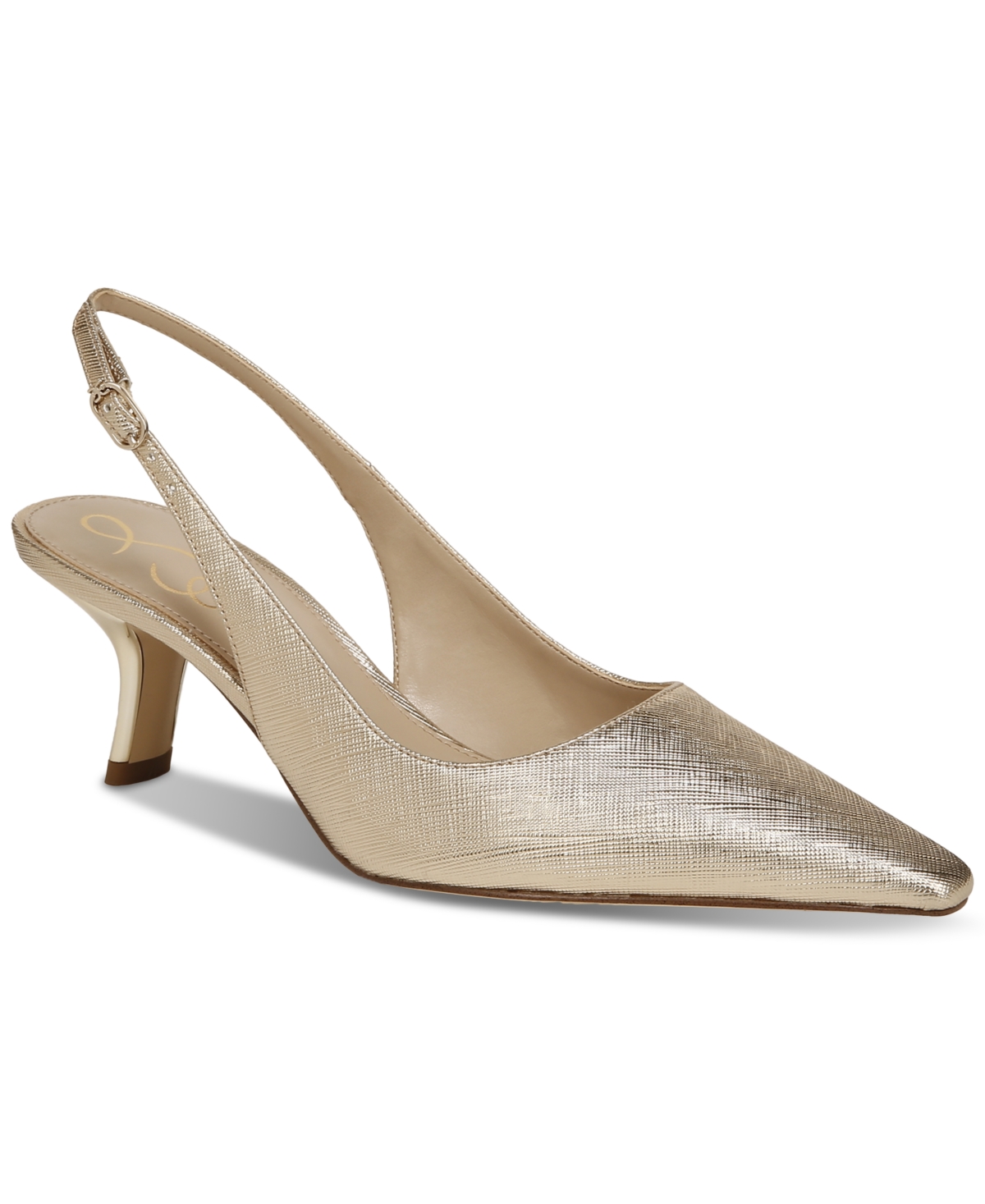 Sam Edelman Women's Bianka Slingback Kitten-Heel Pumps - Gold Leaf Leather