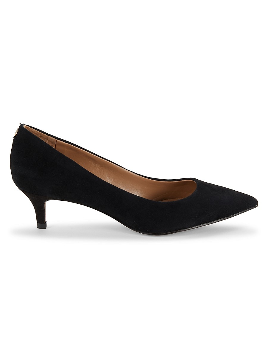 Sam Edelman Women's Dori 43MM Suede Kitten Heel Pumps - Black - Size 9.5