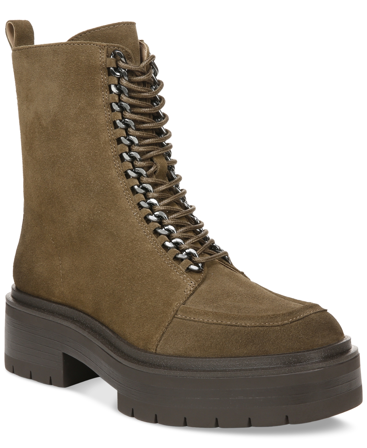 Sam Edelman Women's Lovrin Lace-Up Chain Combat Boots - Washed Stone