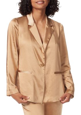 Sam Edelman Women's Lyra Satin Blazer, Champagne, XS