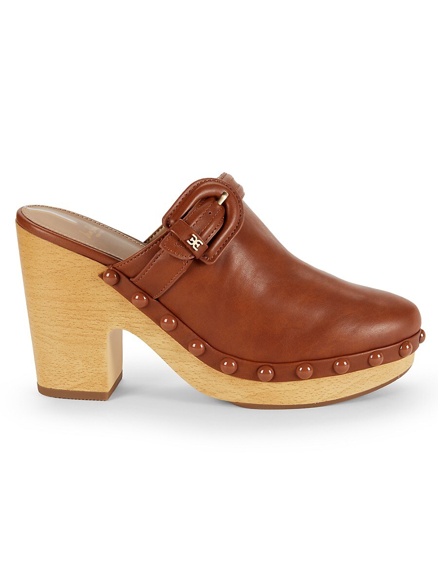 Sam Edelman Women's Nyla Block Heel Platform Clogs - Chestnut - Size 5.5