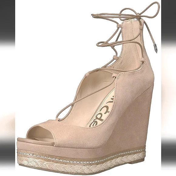 Sam Edelman x Vacation Harriet Suede Peep-Toe Espadrille Wedge NWOT Shoes in Natural, Women's (Size 8)