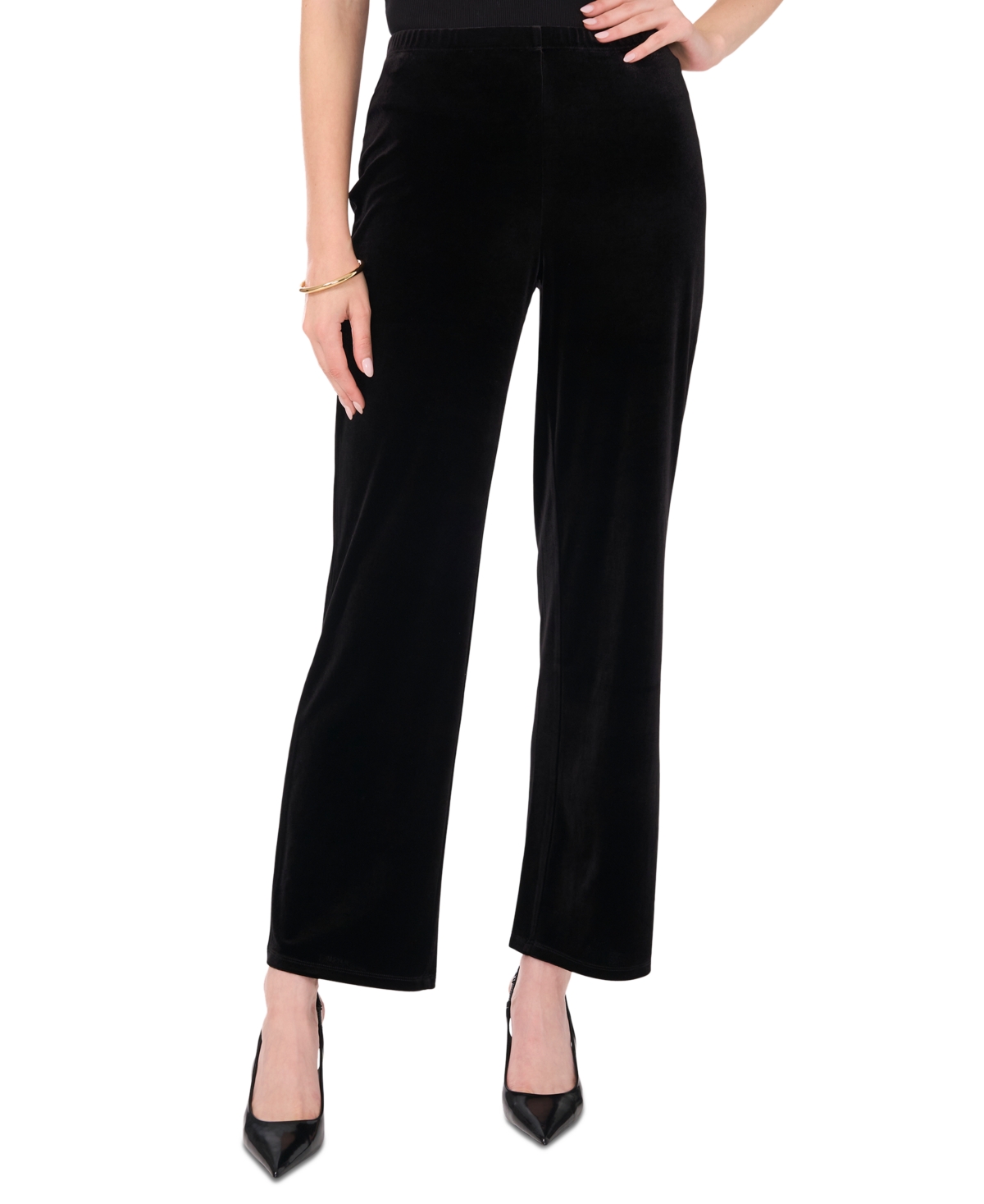 Sam & Jess Women's Velvet Straight-Leg Pull-On Pants - Black