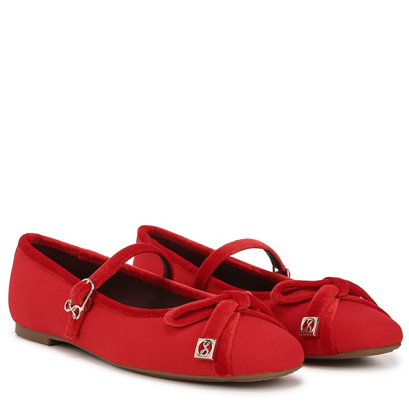 Sam & Libby Women's Flora Mary Jane Ballet Flat Shoes (Red) - Size 10.0 M