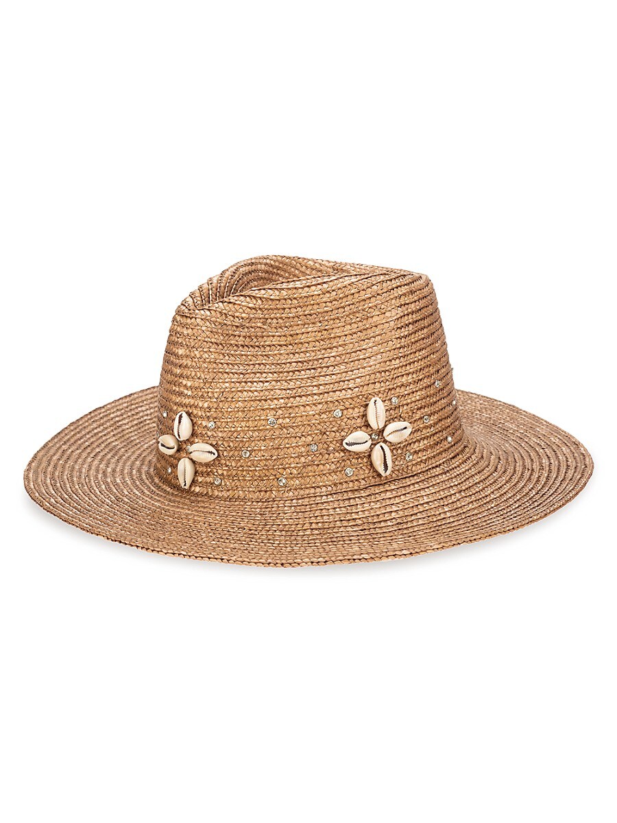 San Diego Hat Company Women's Embellished Straw Fedora - Coffee