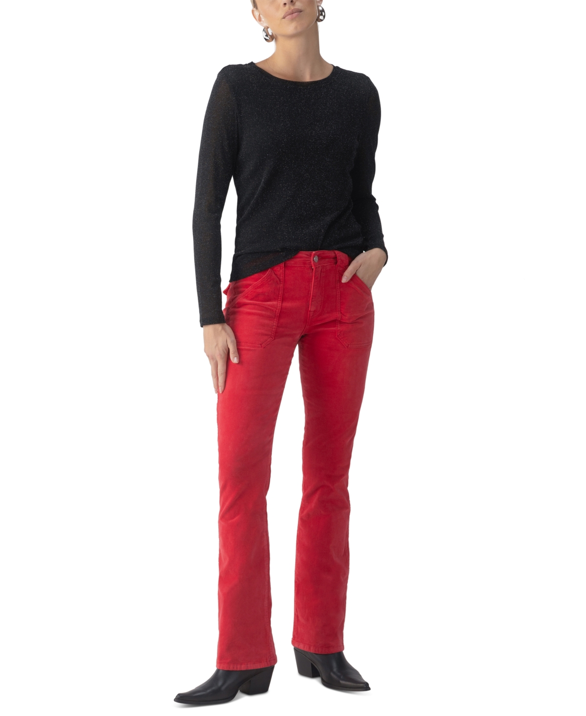 Sanctuary Women's Hayden Velveteen Bootcut Pants - Mars Red