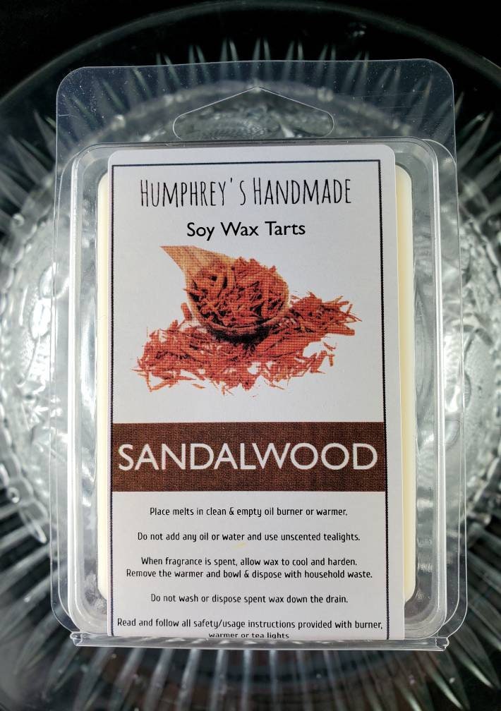 Sandalwood Soy Wax Melts, Woody Masculine Tarts, USA Made, Earthy Unisex Forest Wood Sandal Essential Oil