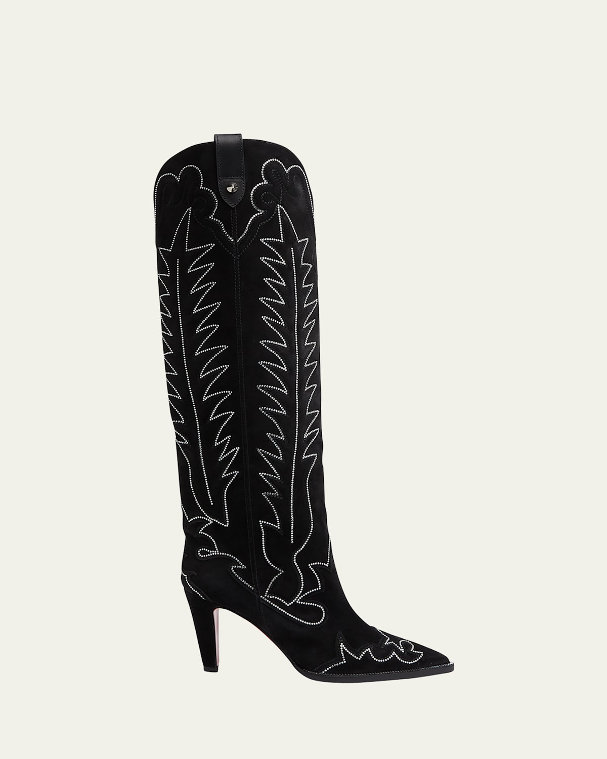 Santia Suede Strass Red Sole Western Boots