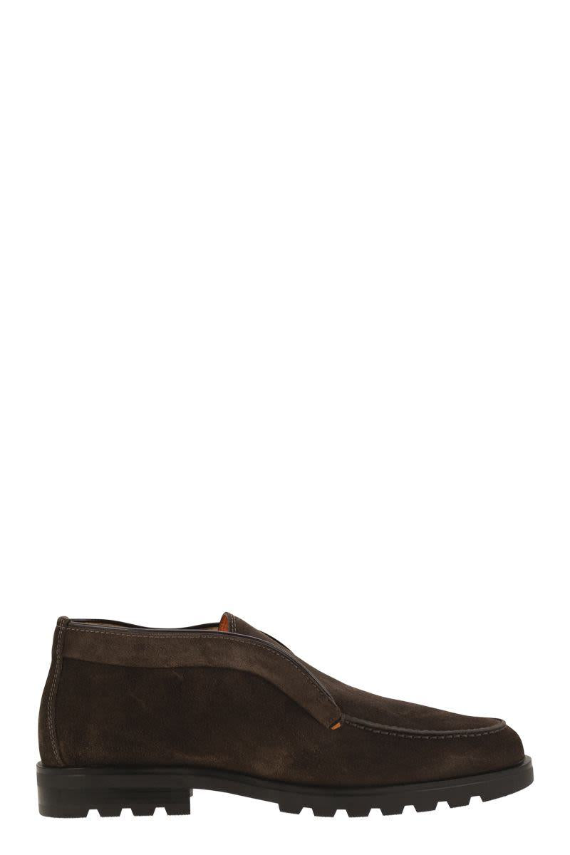 Santoni Suede Ankle Boot Without Laces