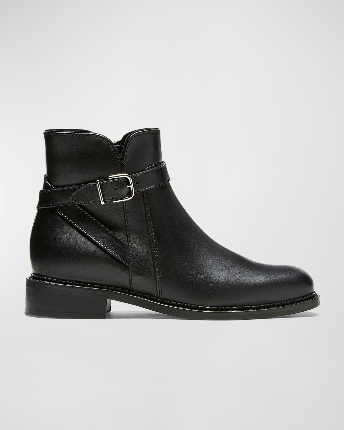 Sarah Leather Buckle Ankle Boots