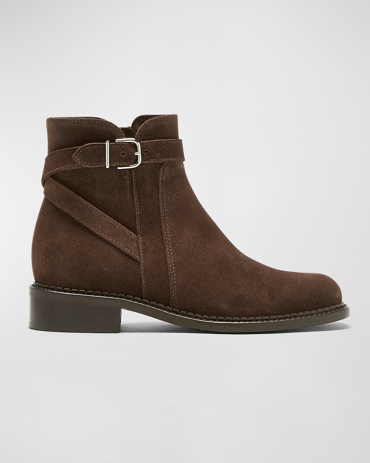 Sarah Suede Buckle Ankle Boots