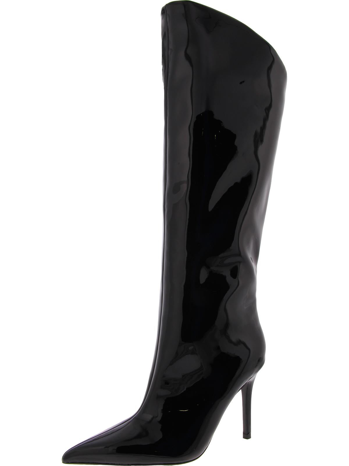 Sarina Womens Patent Pointed Toe Knee-High Boots