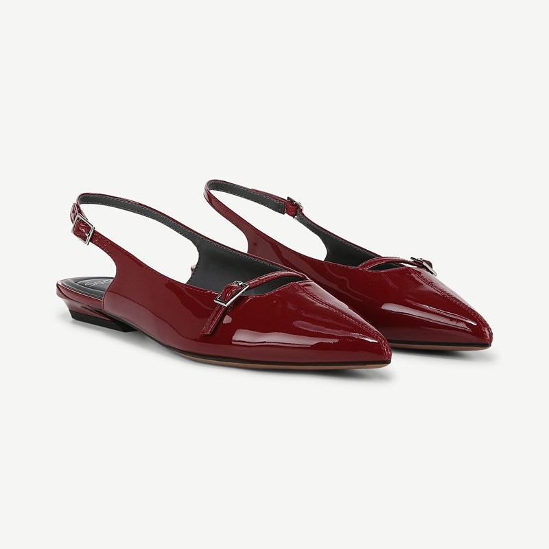 Sarto By Franco Sarto Sarto Emma Mary Jane Slingback Shoes (Gothic Red Patent Leather) 7.0 M Pointed Toe, Buckle Closure