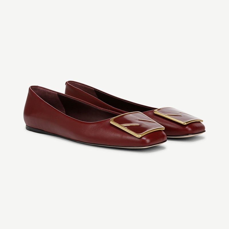 Sarto By Franco Sarto Sarto Flexa Amaya 3 Ballet Flat Shoes (Berry Red Leather) 9.0 M Slip On Fit, Square Toe, Slip-On Fit