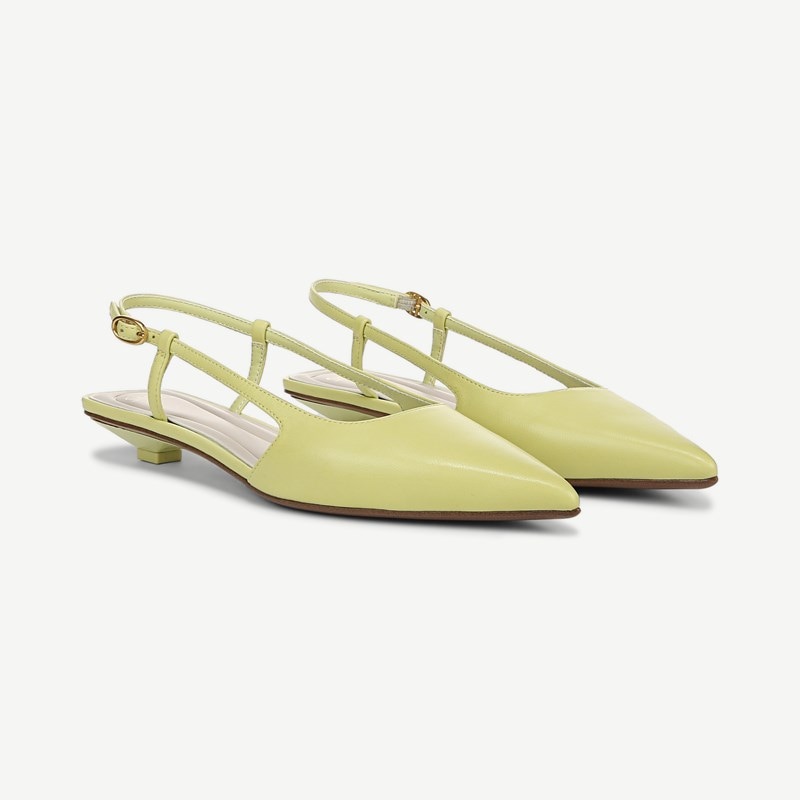 Sarto By Franco Sarto Sarto Pheby Slingback Shoes (Algae Green Leather) 9.5 M Pointed Toe, Buckle Closure