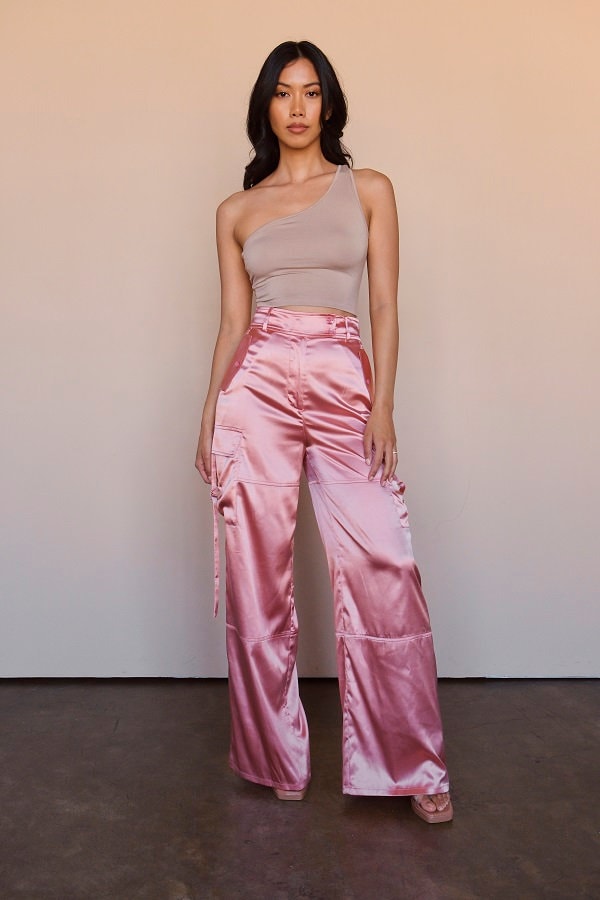 Satin Cargo Pants