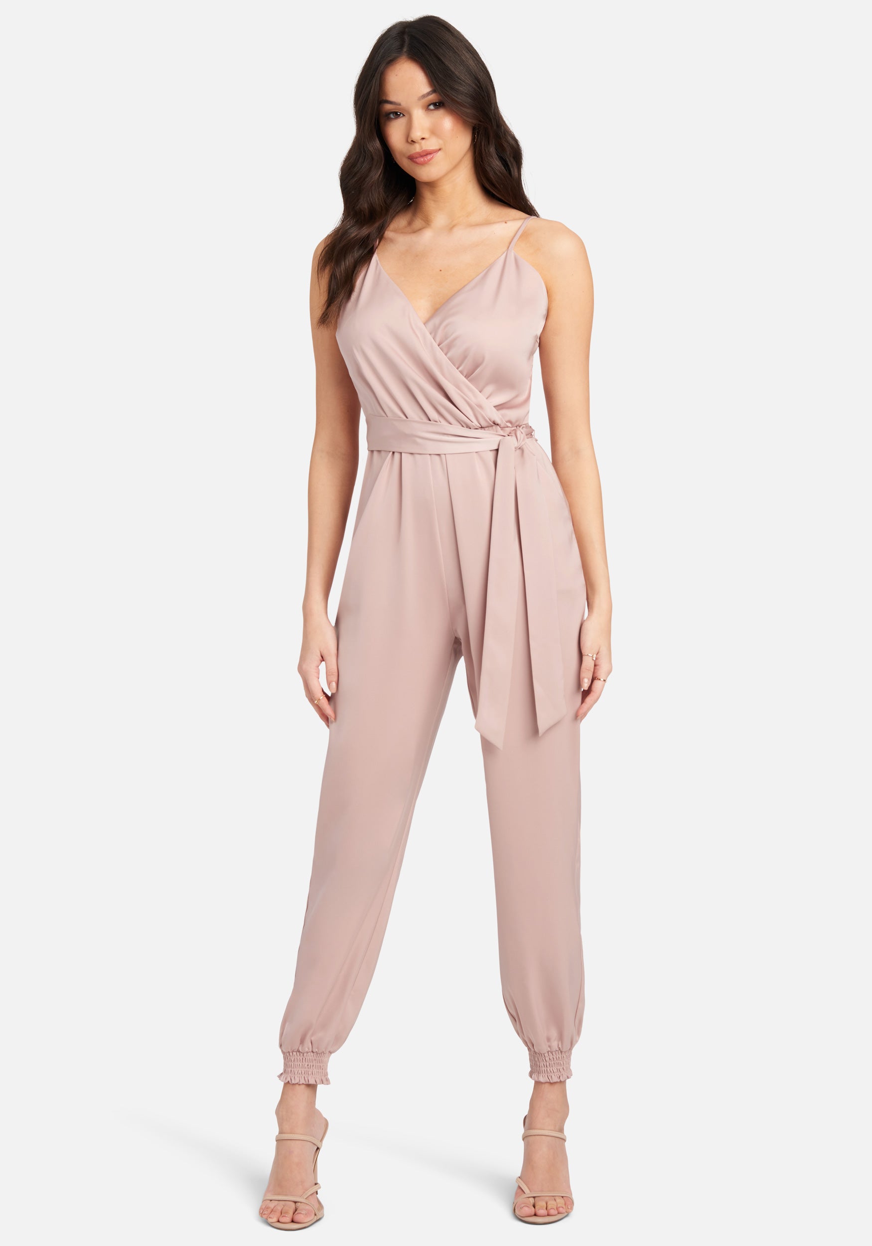 Satin Wrap Top Jumpsuit