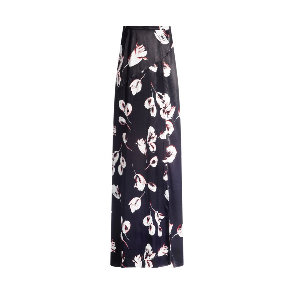 Satin maxi skirt with tulip print