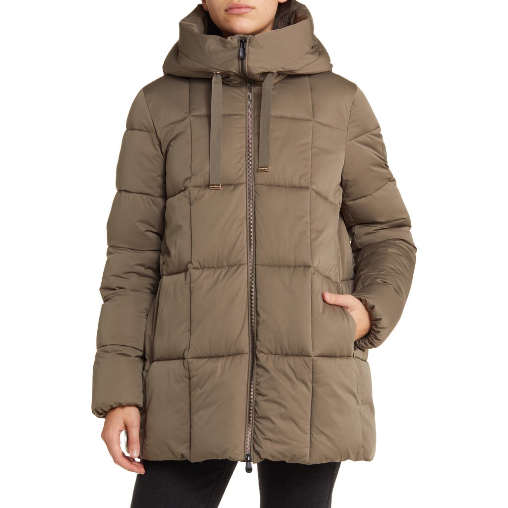 Save The Duck Alena Hooded Puffer Coat in Mud Grey at Nordstrom, Size 5