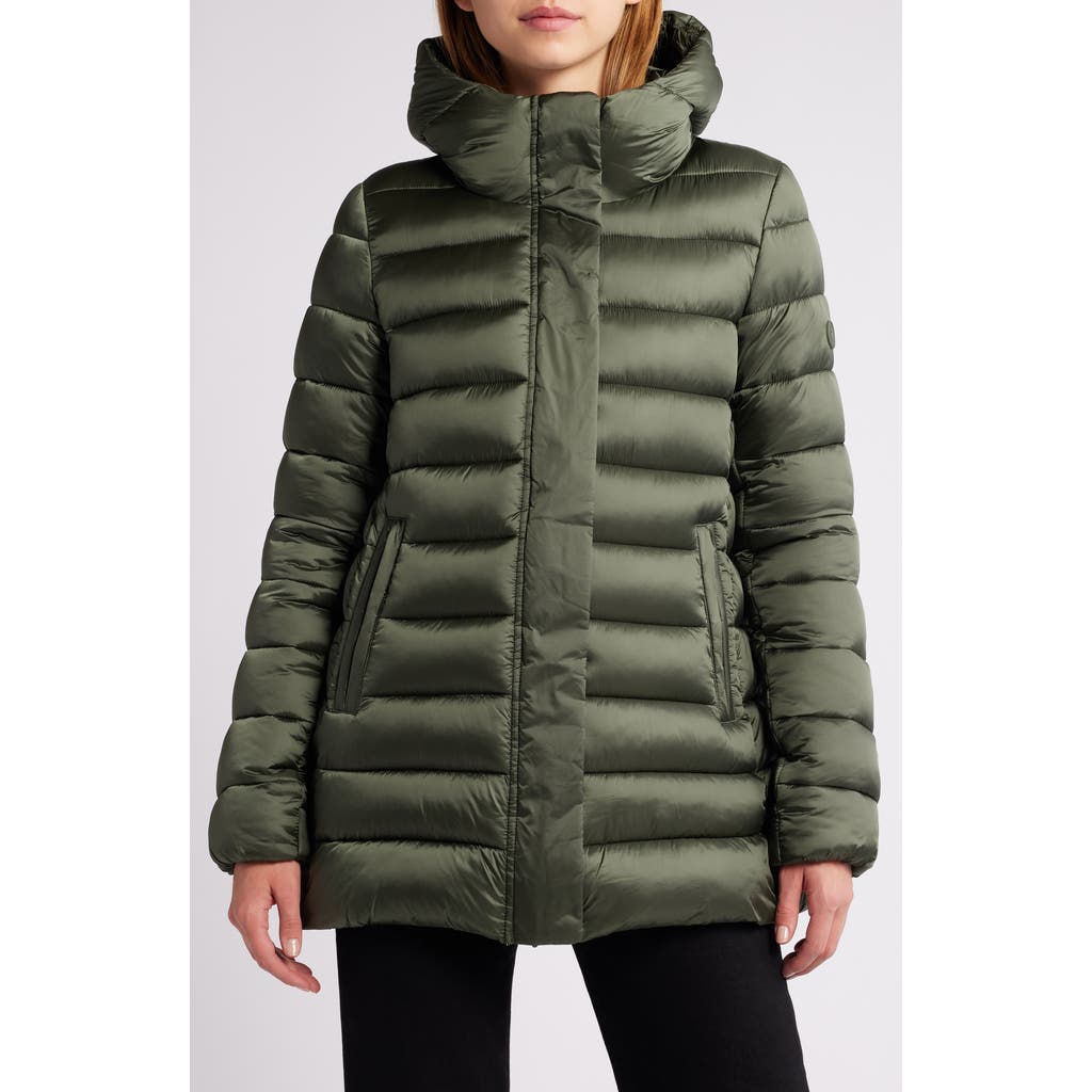 Save The Duck Drimia Water Repellent Hooded Puffer Coat in Thyme Green at Nordstrom, Size 00