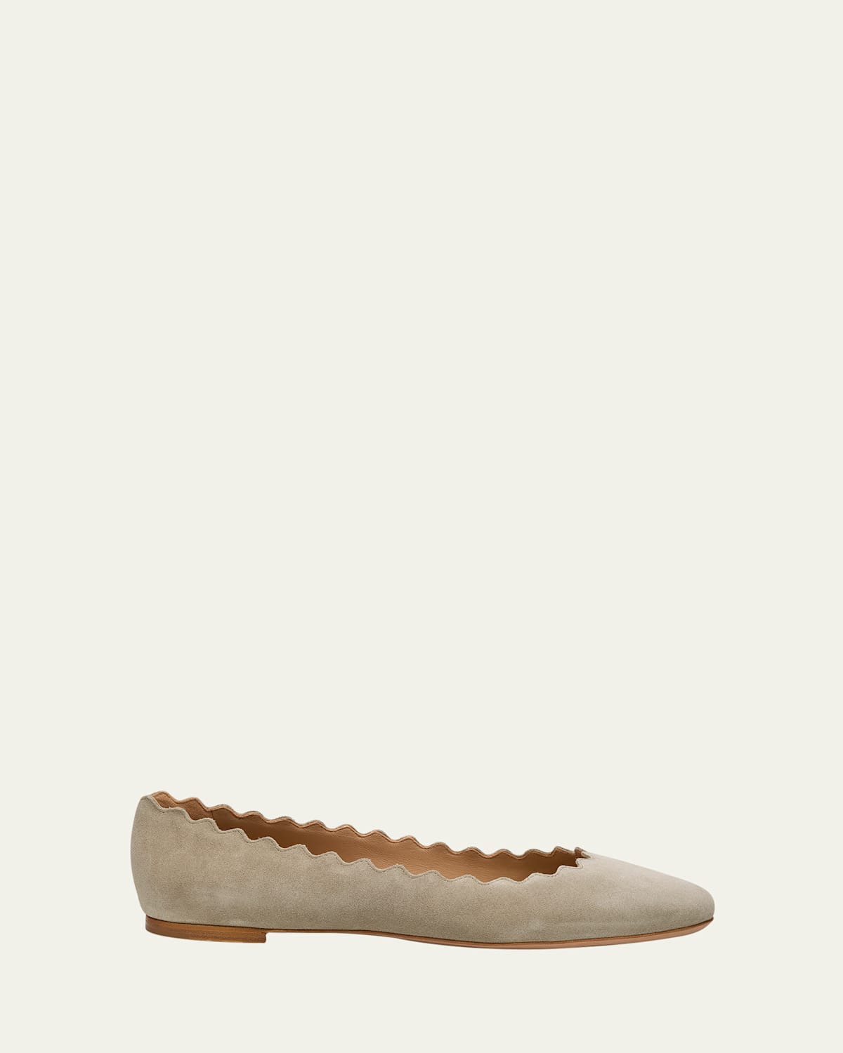 Scalloped Suede Ballet Flats