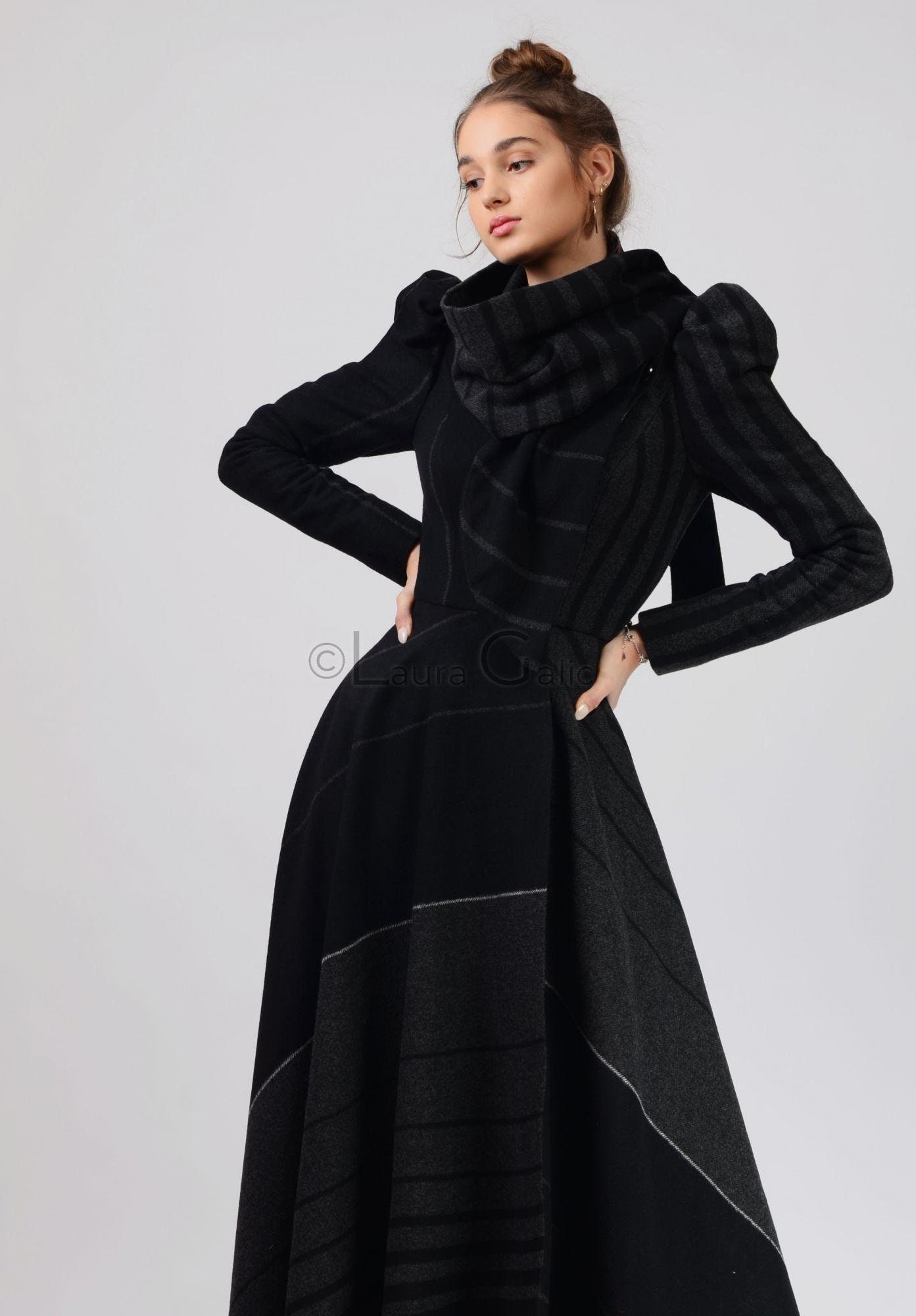 Scarf Collar Long Coat, Maxi Winter Jacket For Women | Beatrice 4