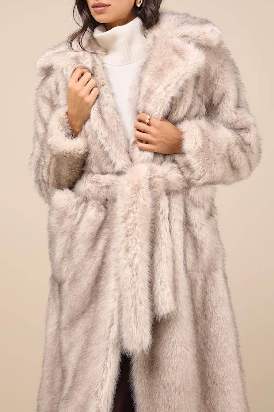 Schiffer Beige Faux Fur Longline Coat