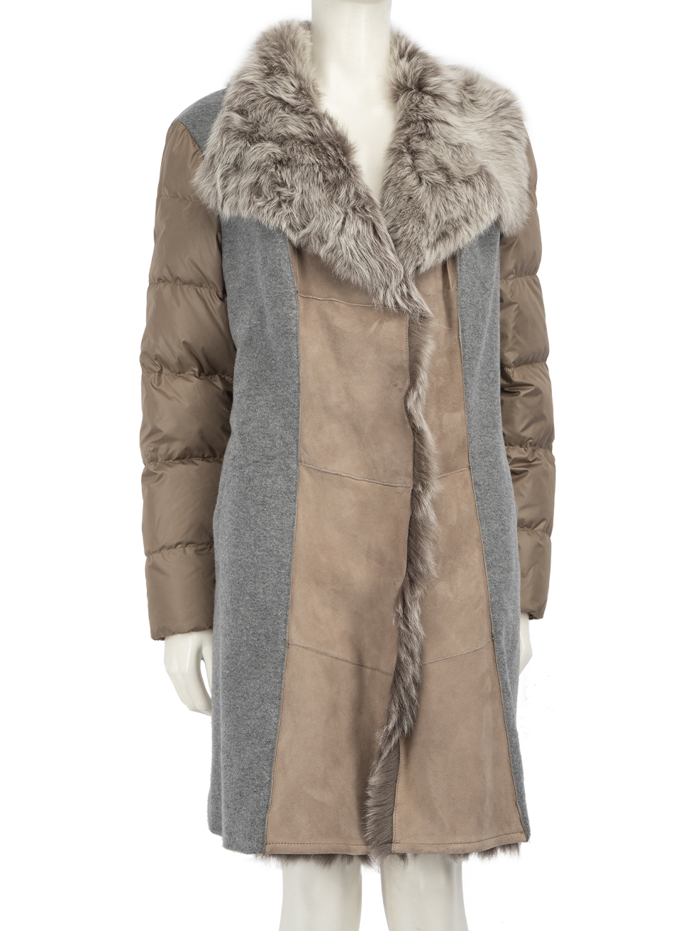 Schneiders Salzburg Grey Faux Fur Collar Wool Coat