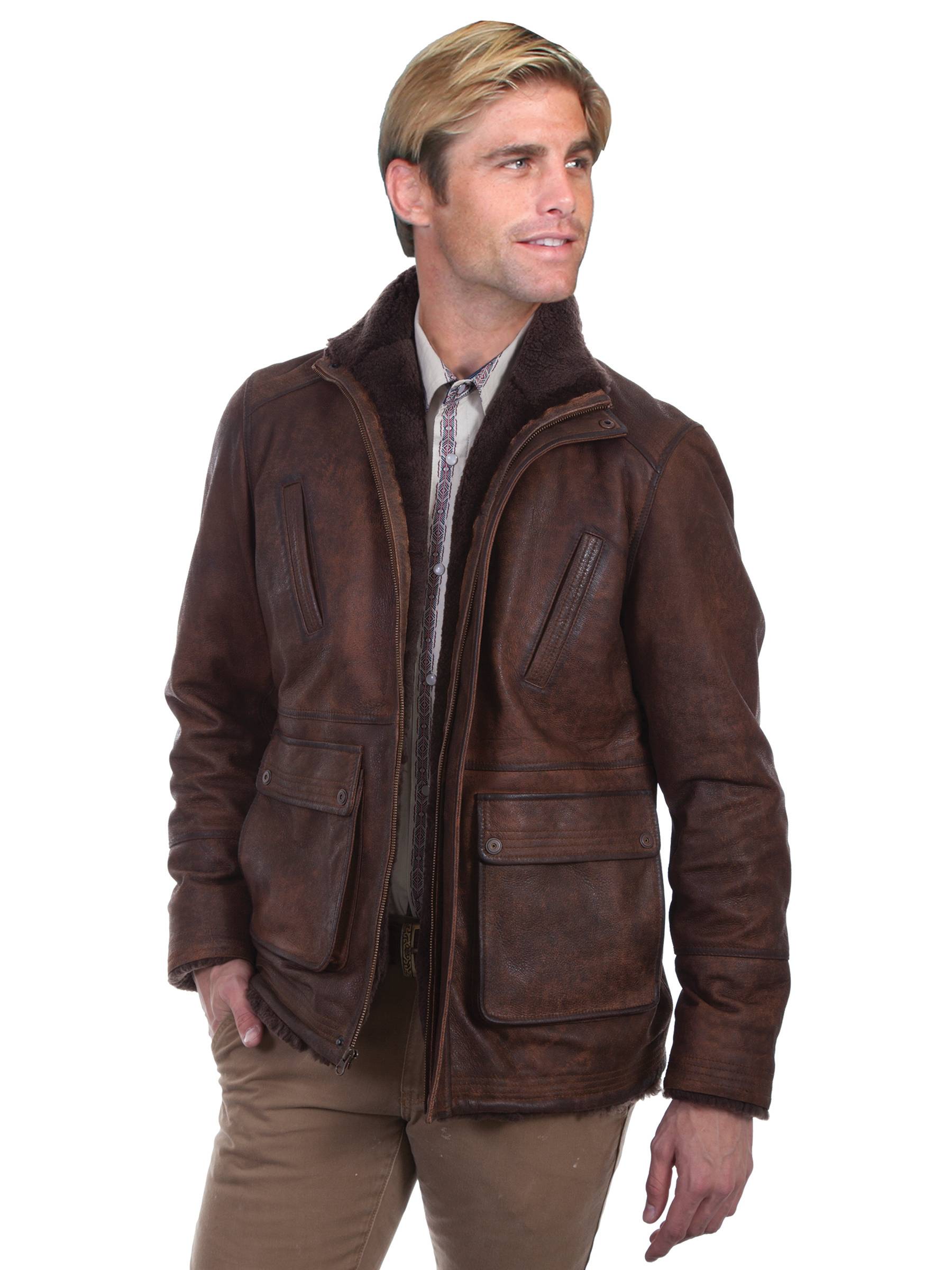 Scully Car Leather Coat with Shearling