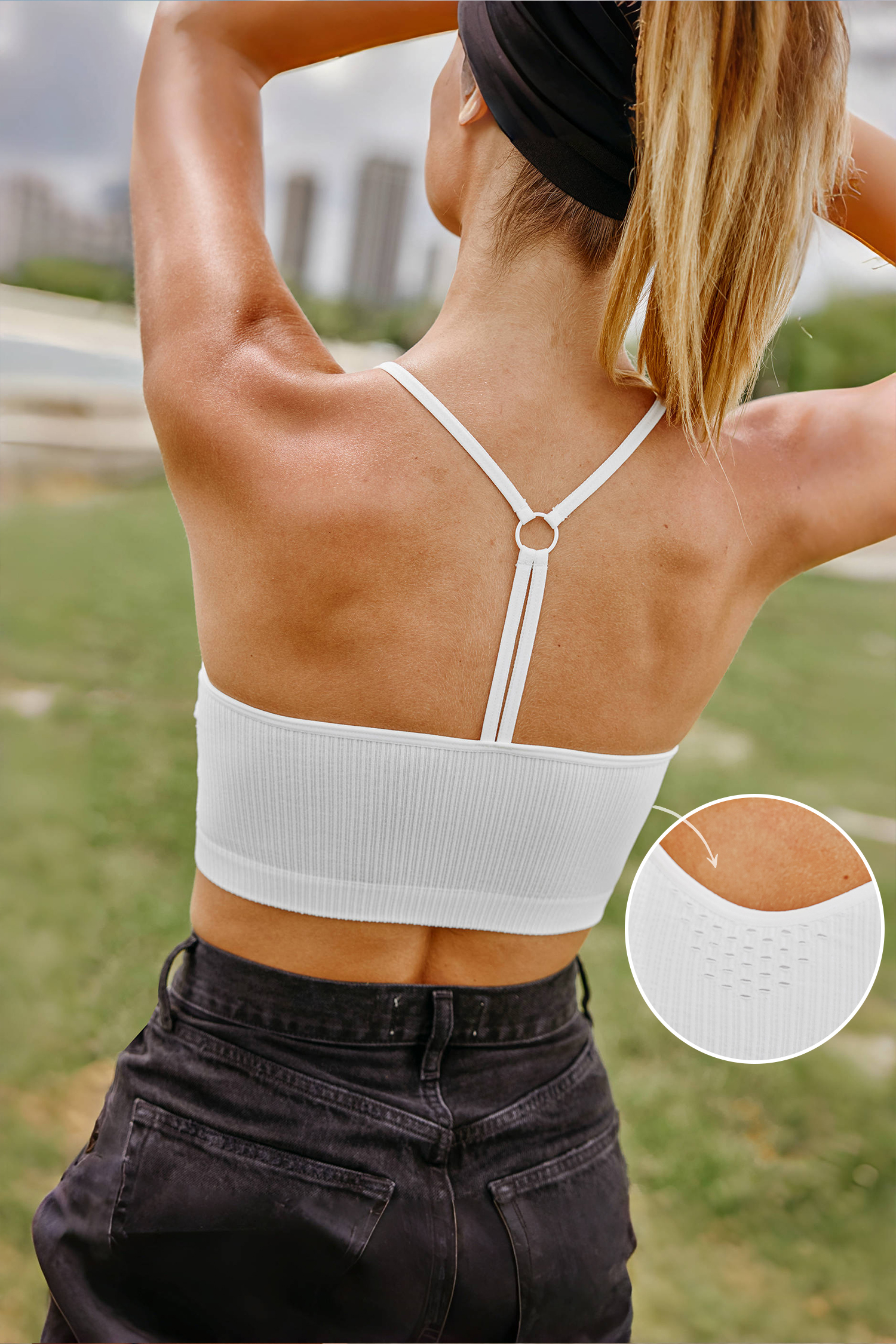 Seamless White Sleeveless Scoop Neck Crop Top - S