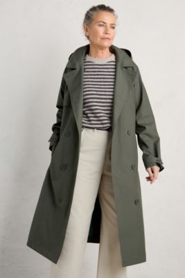 Seasalt Cornwall Women's Penweathers Trench Coat, Green, 6