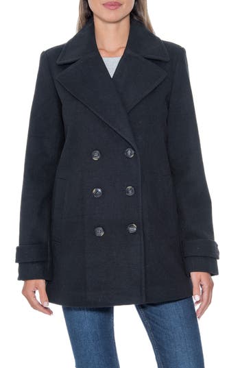 Sebby Twill Pea Coat in Black at Nordstrom Rack, Size Medium