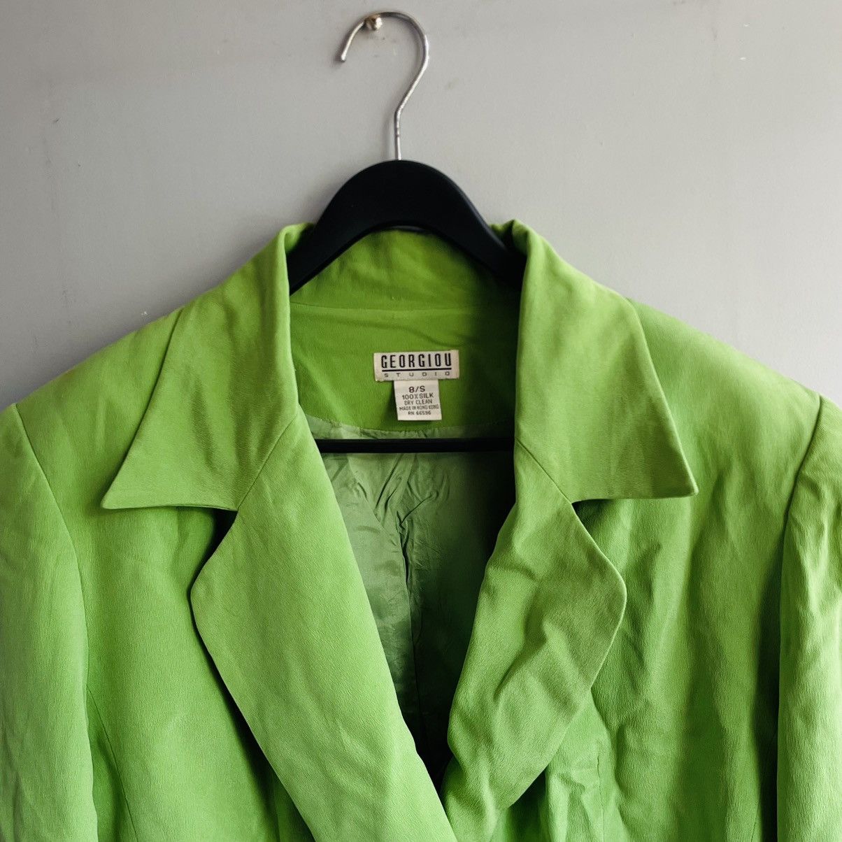 Seditionaries x Vintage Japanese Vintage Green Silk Cropped Blazer, Women's (Size Small)