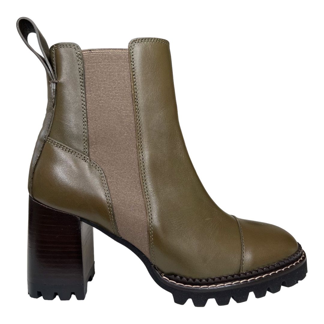 See By Chloe Mallory Lug Sole Leather Chelsea Boots in Green, Women's (Size 8)